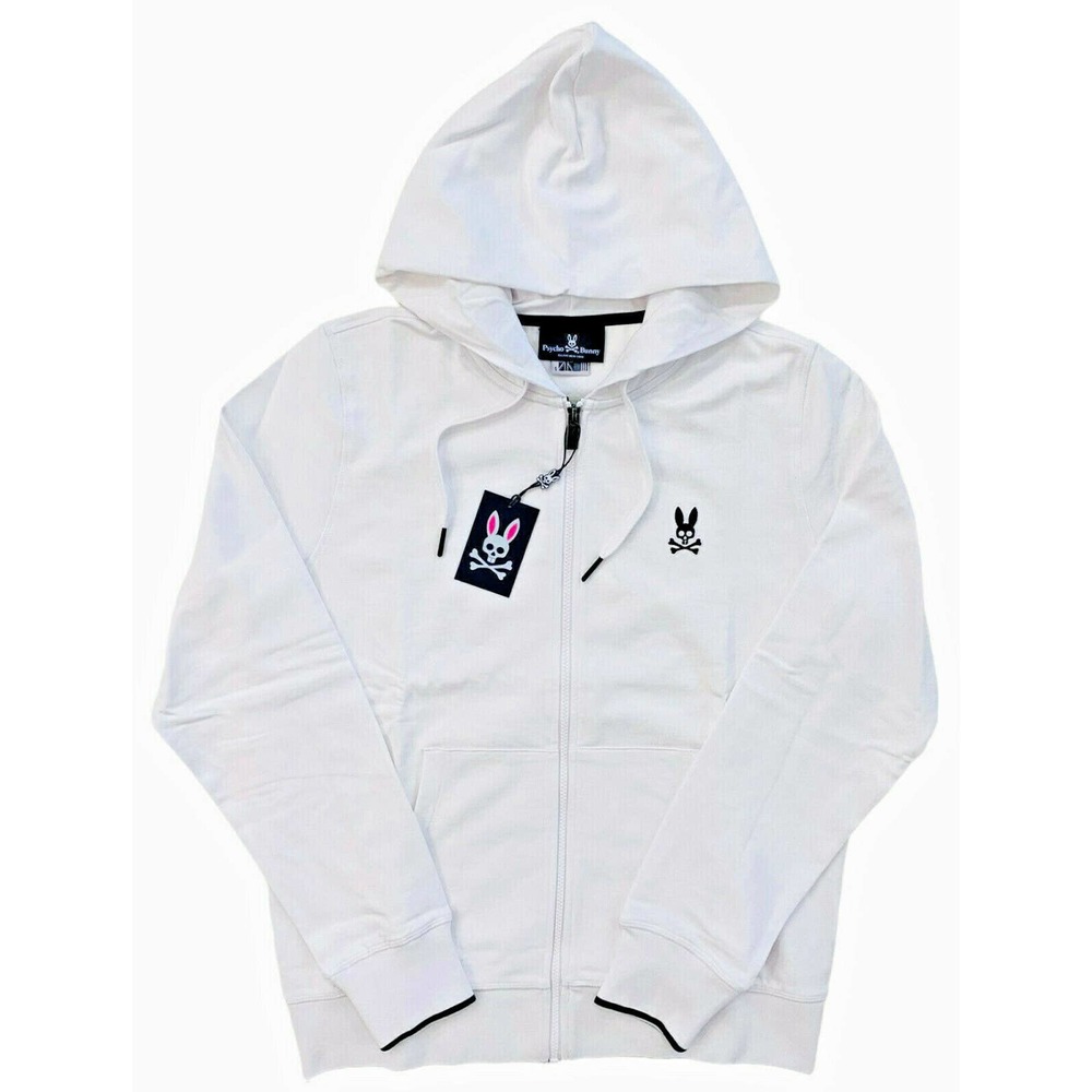 Psycho Bunny Men's Embroidered Logo Full Zip French Terry Hoodie Sweatshirt
